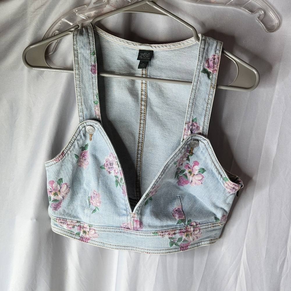 Women's XXL Wild Fable Tops Wild Fable Women’s Cropped Denim Vest - Size XXL - Picture 4 of 16